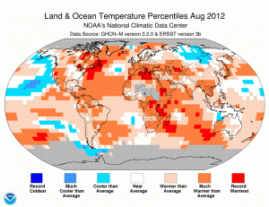 Land and Ocean Temperatures 2012